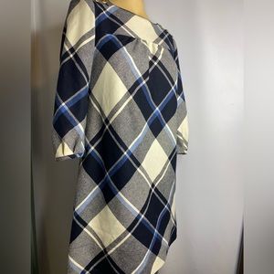 Burberry size S plaid tunic dress blue lace 3/4 sleeve women’s